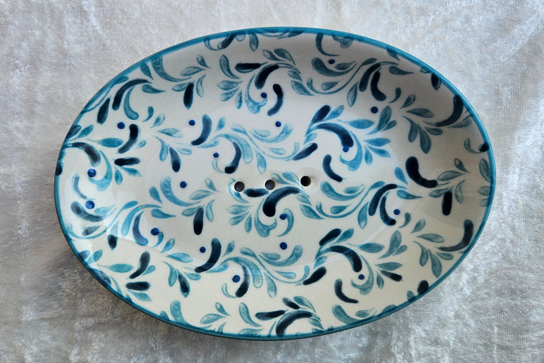 Seifenschale, blau gemustert