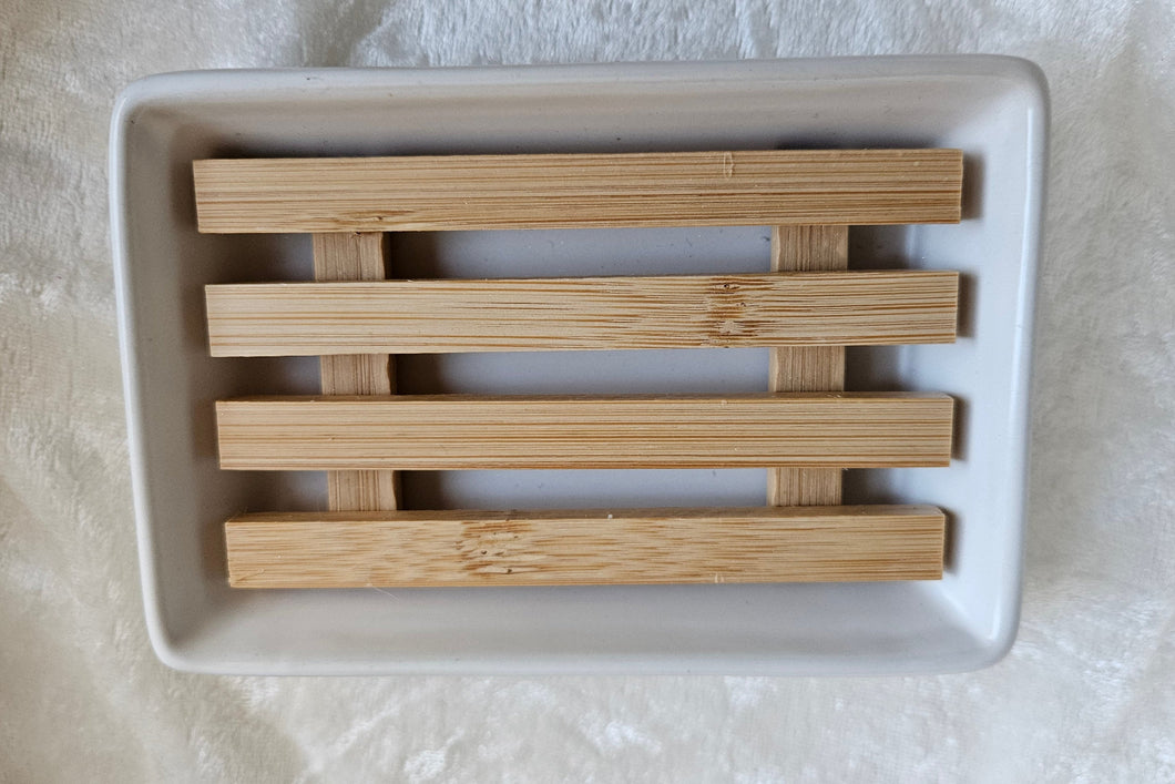 Seifenschale mit Bambuseinlage, rechteckig