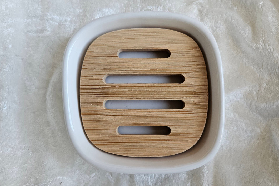 Seifenschale mit Bambuseinlage, quadratisch