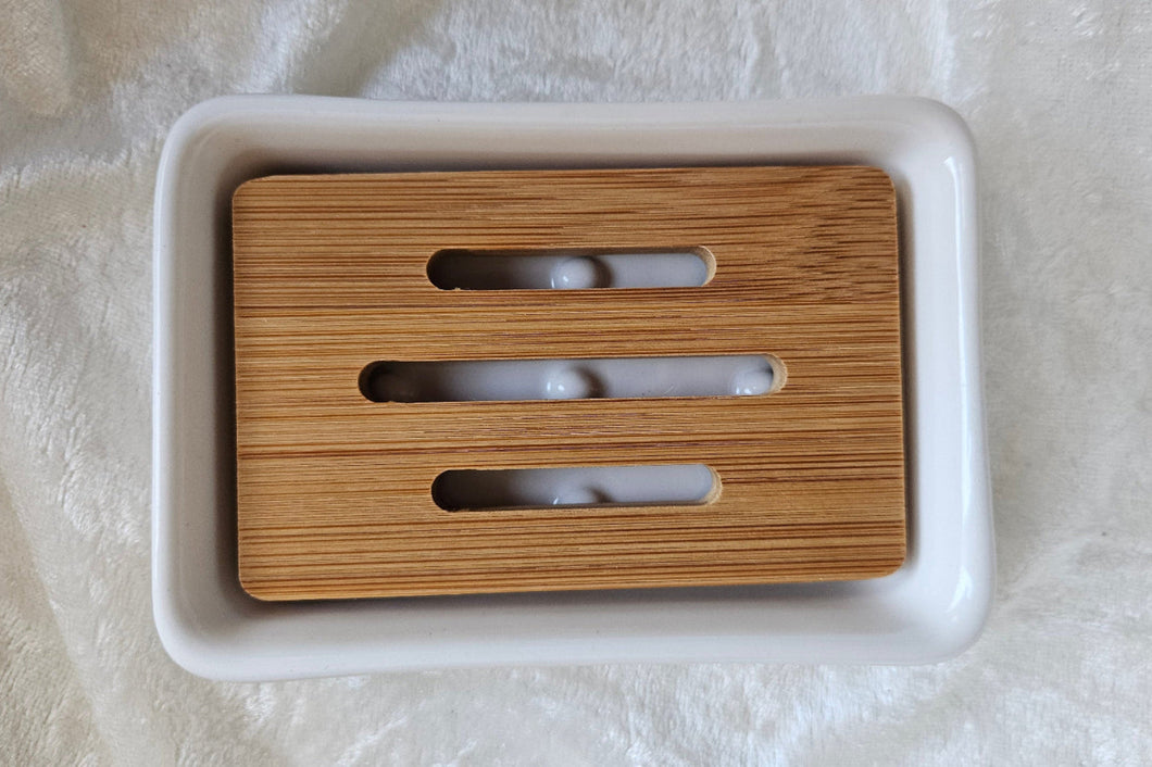 Seifenschale mit Bambuseinlage, rechteckig