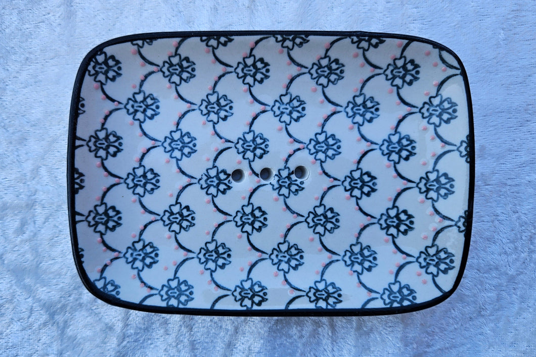 Seifenschale, blumig grauer Rand