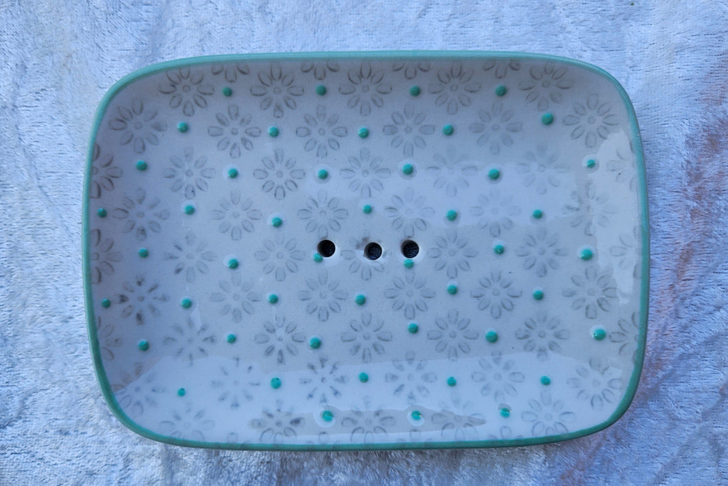 Seifenschale, blumig mintgrün