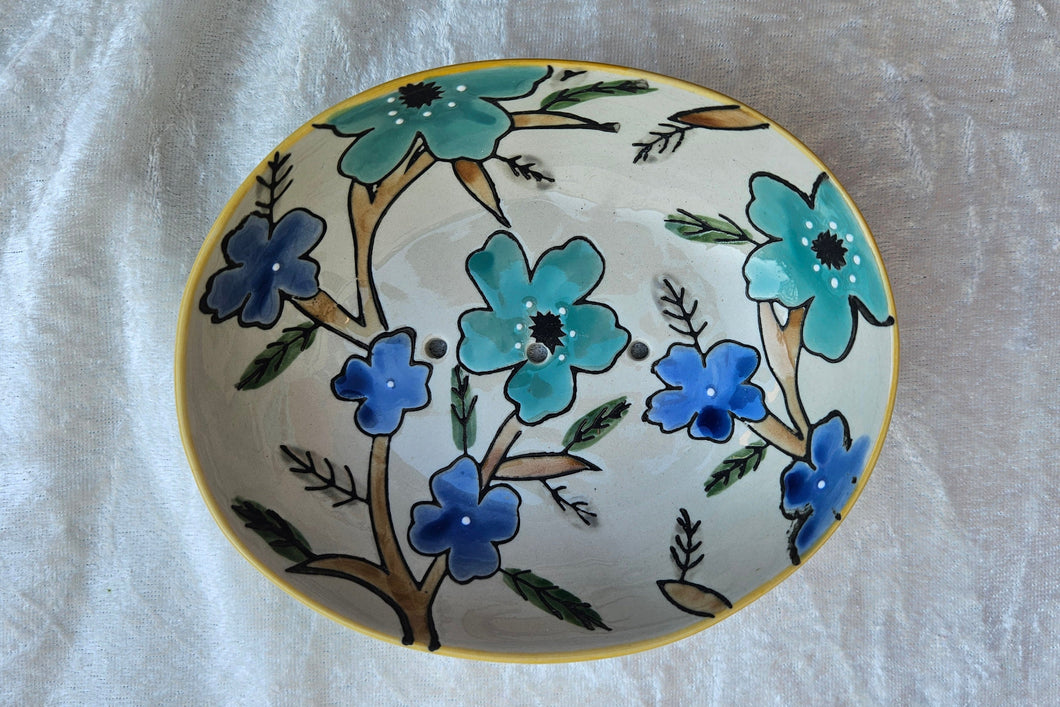 Seifenschale, Blume gelber Rand