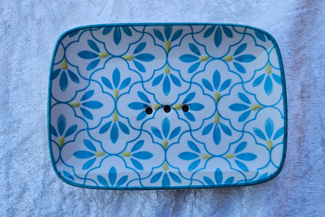 Seifenschale, blumig türkis