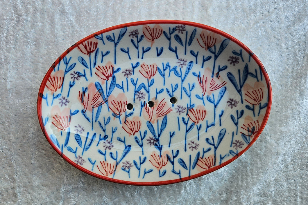 Seifenschale, Blume organger Rand