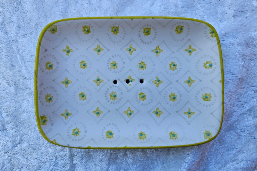 Seifenschale, Blume gelber Rand