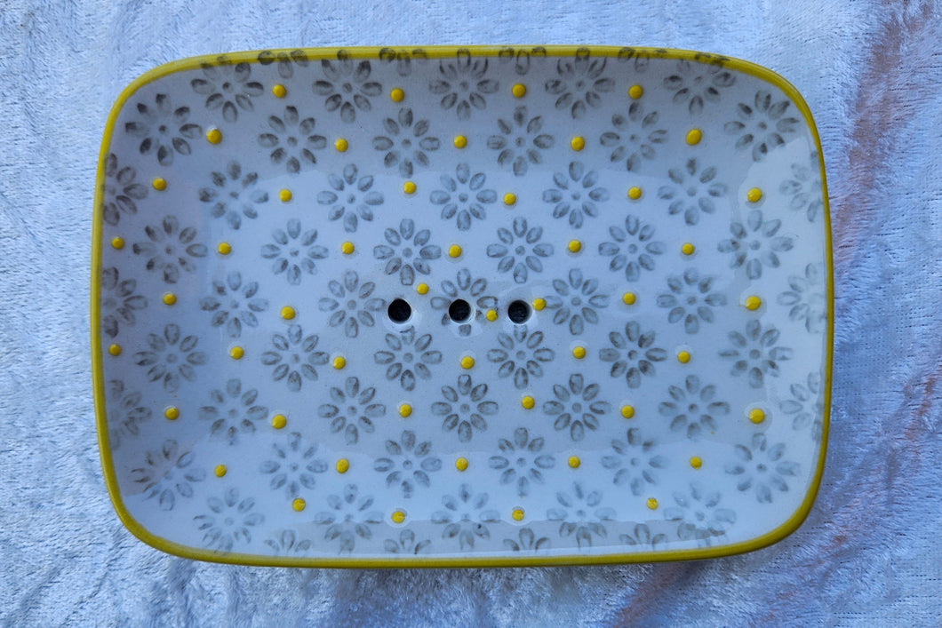 Seifenschale, Blume grau