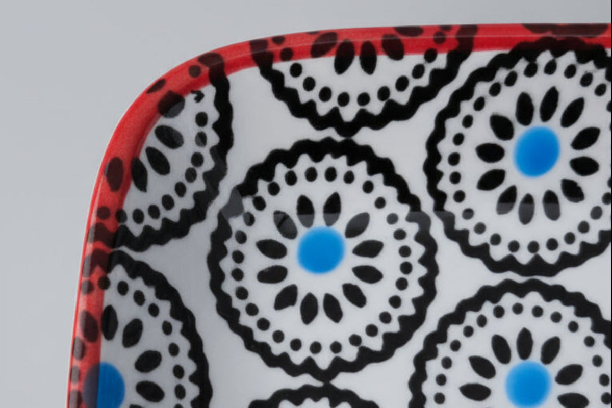 Keramik-Seifenschale - Retro Kreise Rot – Detailansicht
